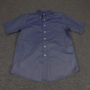L.L.Bean Shirt Mens Medium Blue Chambray Short Sleeve Button Down Traditional